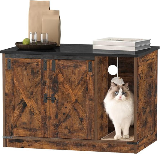 Hzuaneri Cat Litter Box Enclosure, Hidden Litter Box Cabinet Furniture by Hzuaneri