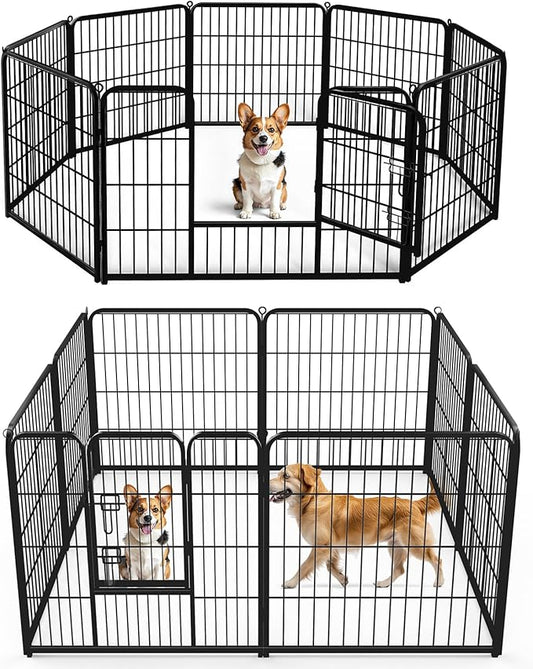 DUMOS Dog Playpen Indoor, Metal 32 Inch 8 Panels Foldable Pet Fence by DumosLifestyle