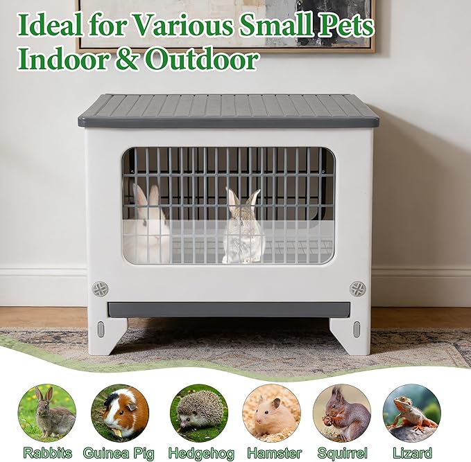 Rabbit Hutch Outdoor Indoor Plastic Waterproof Bunny Cage Enclosure Chew-Proof - Image 8
