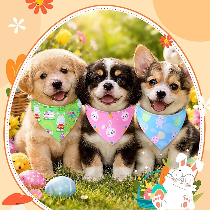 Preboun 50 Pcs Spring Dog Bandanas Bulk Bunny Dog Bandanas - Image 4