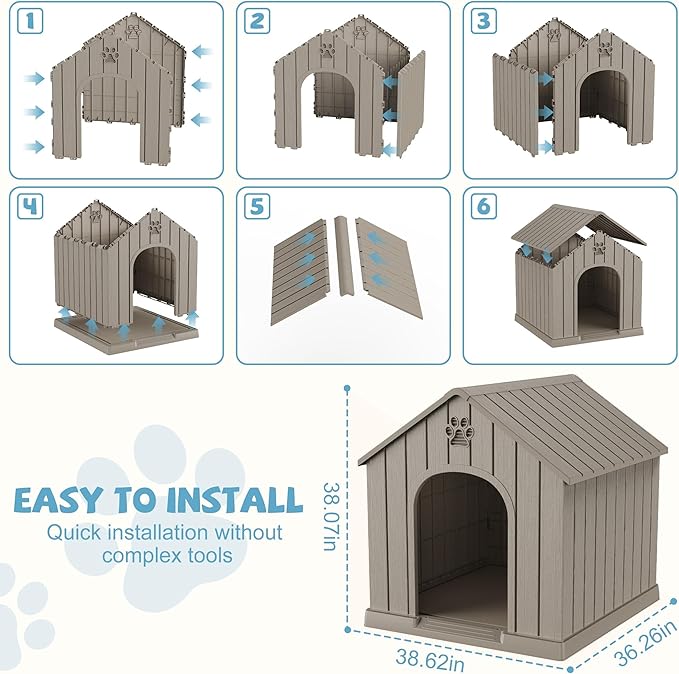 EFU Large Dog House Outdoor Indoor, Waterproof Dog House - Image 6