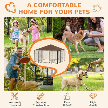 PawHut Outside Dog Kennel, Garden Playpen Fence Crate Enclosure Cage Rotating - Image 3
