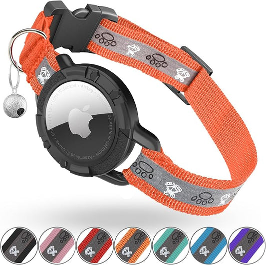 Reflective AirTag Cat Collar, Integrated Cat Tracker Collar by ODOKELE