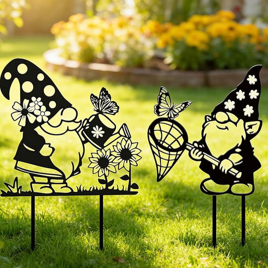 Rngmsi Gnome Metal Garden Stakes Decor, Gnome Yard Decorations Outdoor by RNGMSI