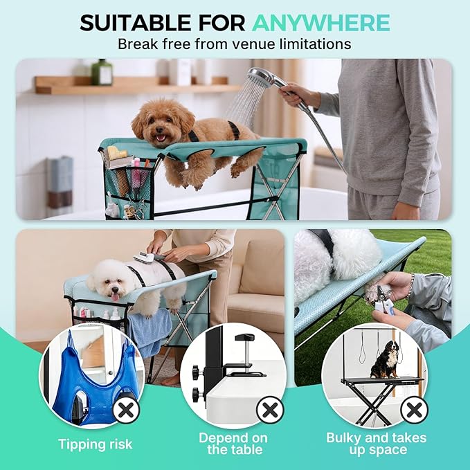Pet Grooming Hammock with Stand, Foldable Design, Holds Up to 165 Lbs, Joint - Image 4