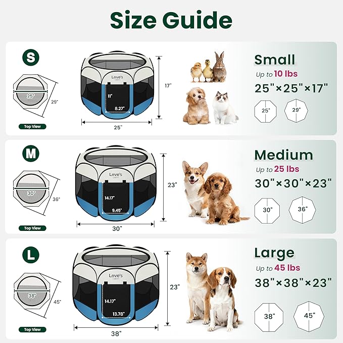 Love's cabin Dog Playpen with Washable Pee Pad, Puppy Pet Cat Playpen Small - Image 2