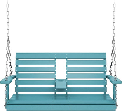 KINGYES Outdoor Hanging Porch Swing, 2 Seat Patio Swing Recliner - Image 9