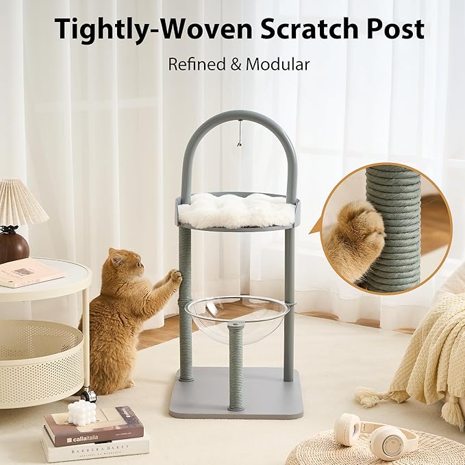 34" Modern Cat Tree Furniture, Minimalist Metal Frame Cat Tower - Image 4