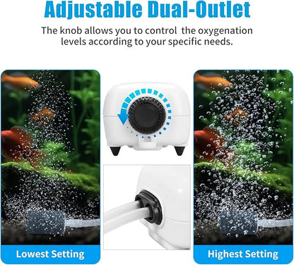 AQUANEAT Aquarium Air Pump for 20-210 Gallon Tank, Fish Air Bubbler, Hydroponic - Image 3