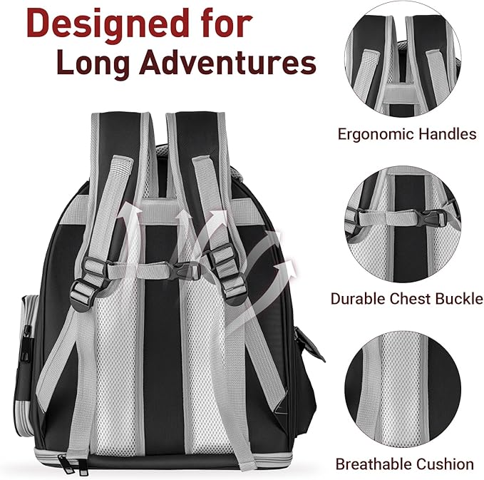Cat Backpack Carrier with Large Space Bubble Window, Airline Approved - Image 4