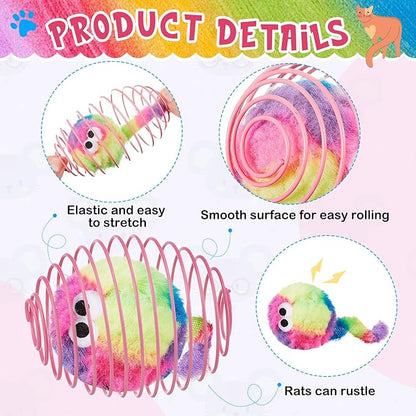 Jecery 5 Pcs Cat Spring Balls Toys Stretchable Rolling Balls Colorful Playful - Image 3