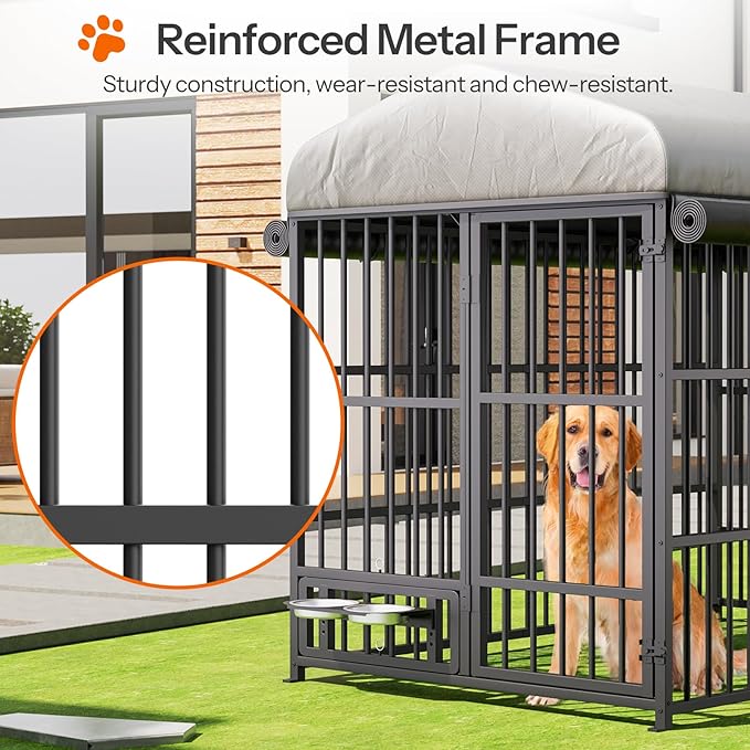 HOOBRO Dog Kennel Outdoor with Cover, 6.6 x 3.9 x 5.9 ft Dog Kennel Outside - Image 8