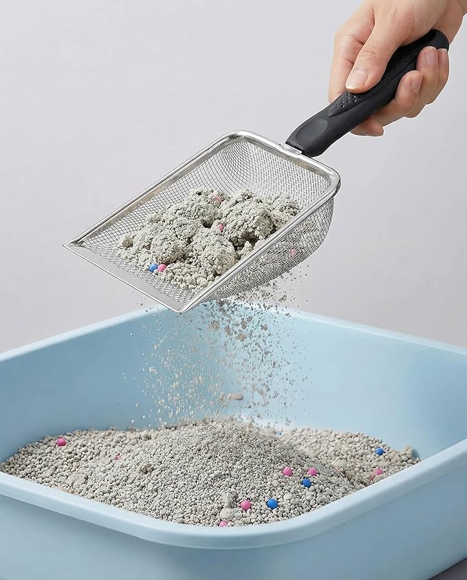 2 Packs Litter Scoop Stainless Steel Mesh Poop Scooper, Metal Litter Box Pooper - Image 3