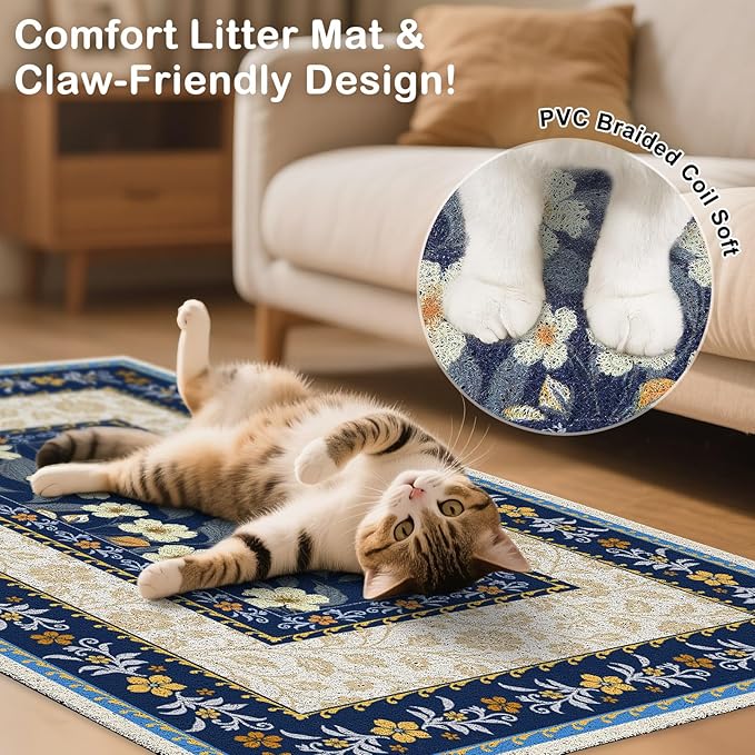 Unicorn Catcher Cat Litter Mat Non-Slip Bottom Litter Box Mat Urine-Proof Soft - Image 4