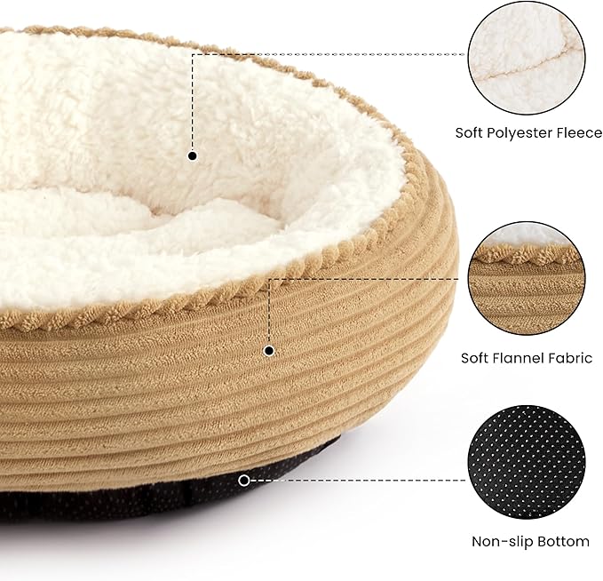 Love's cabin Round Donut Cat and Dog Cushion Bed, 24in Pet Bed - Image 2