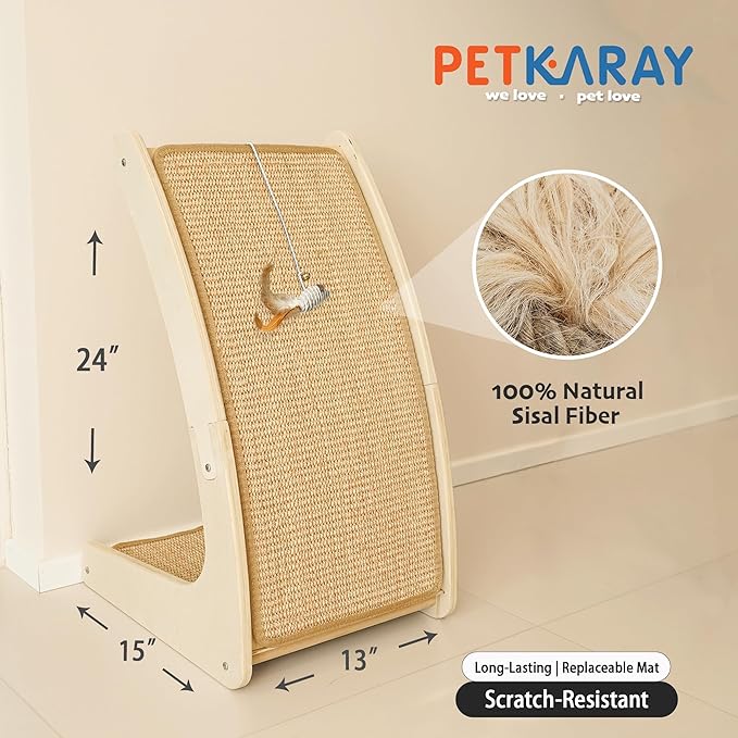 PETKARAY Cat Scratcher, Sisal Cat Scratch Pad, Curved Scratching Board - Image 2