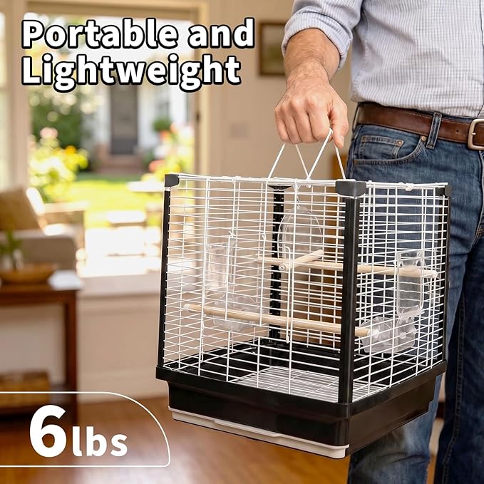 17.5 Inch Small Bird Cage & Travel Carrier – Portable Parrot Cage - Image 4