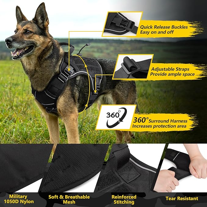 WINGOIN Black Tactical Dog Harness - Image 4