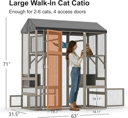 TIMHAKA Large Catio Outdoor Cat Enclosure, 71 inch Cat Catio - Image 7