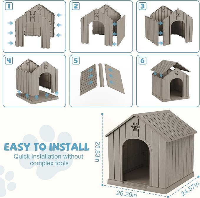 EFU Small Dog House Outdoor Indoor, Waterproof Puppy Dog House - Image 6