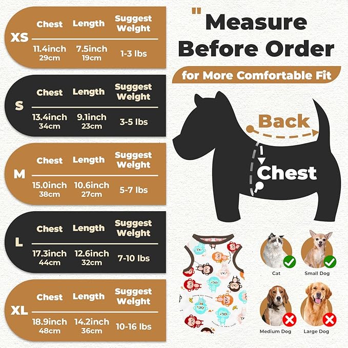 PETCARE Cartoon Dog Shirts for Small Dogs Cute Dog Clothes Brown Monkey Tshirt - Image 2