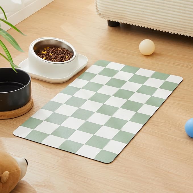 Checkered Dog Feeding Mat, Absorbent Mats by Ralxion