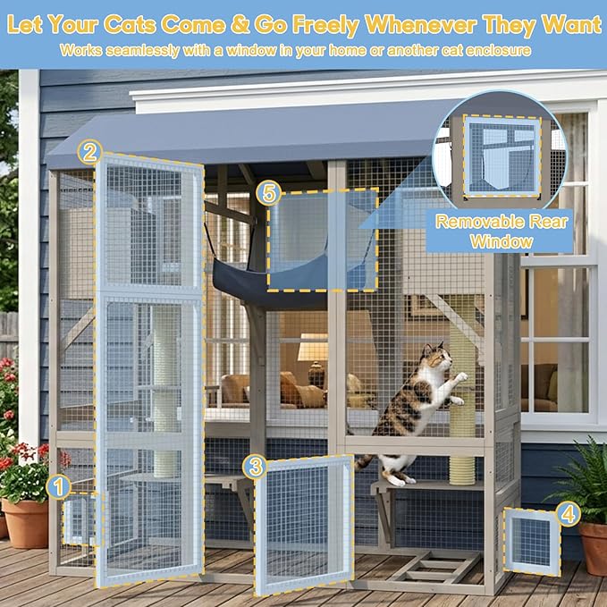 Ketive Catio Outdoor Cat Enclosure Large Walk-in Cat House - Image 2