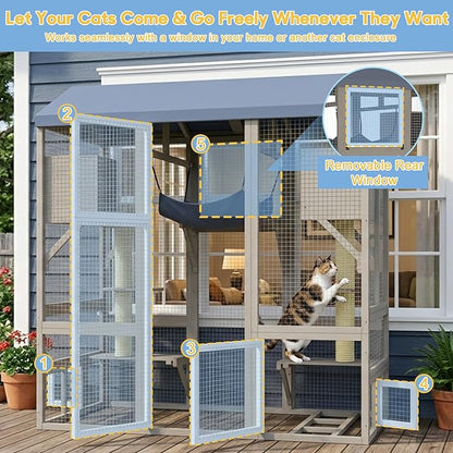Ketive Catio Outdoor Cat Enclosure Large Walk-in Cat House - Image 2
