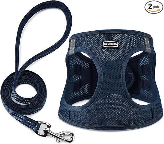 Dog Harness with Leash Set, No Pull Adjustable Reflective Step-in Puppy Pet by BOOMIBOO