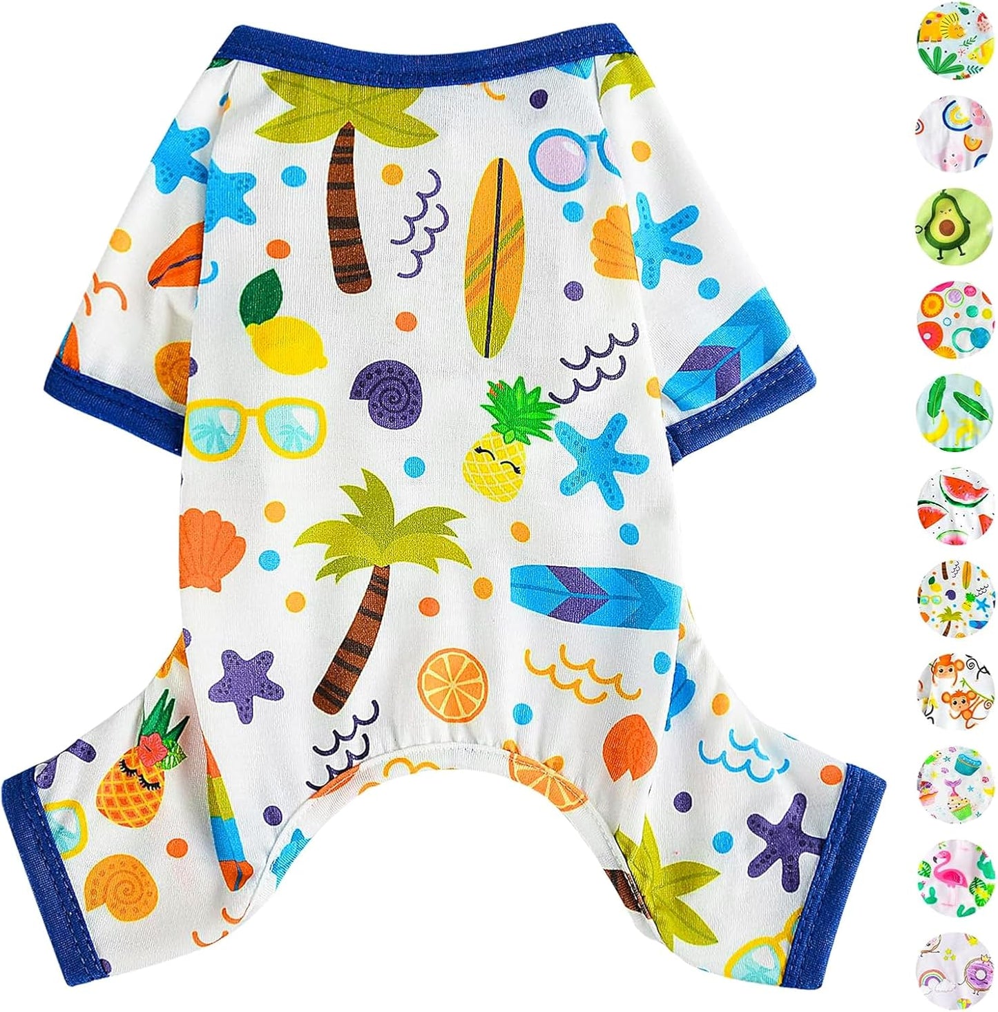Dog Pajamas Pjs Fall Summer Dog Clothes for Small Dogs Girl - Boy - Medium Size Dogs, Soft Stretchy Puppy Clothes Doggie Onesies Cat Pet Jammies Outfit (Beach, Large)