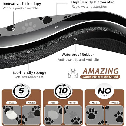 Cat Paw Prints Dog Food Mat for Floors, Non-Slip Pet Feeding Mat, Pet Supplies - Image 3