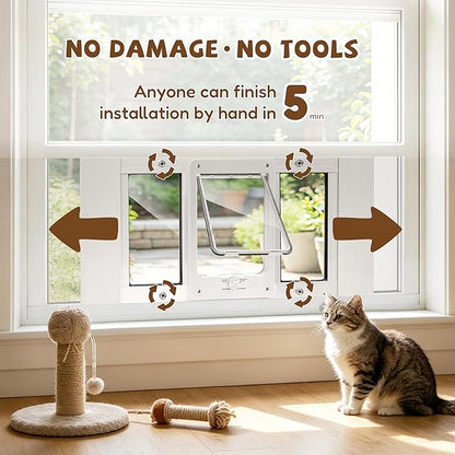 Full-Size Window Pet Door for Cats & Small Dogs, Width Adjustable Fits Sliding - Image 3