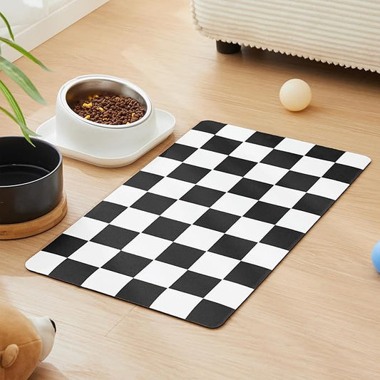 Checkered Dog Feeding Mat, Absorbent Mats by Ralxion