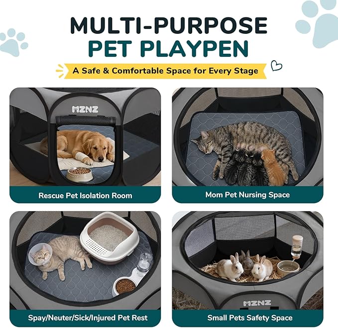 Dog Playpen with Pee Pad, Portable Puppy Pet Crate Indoors - Image 3