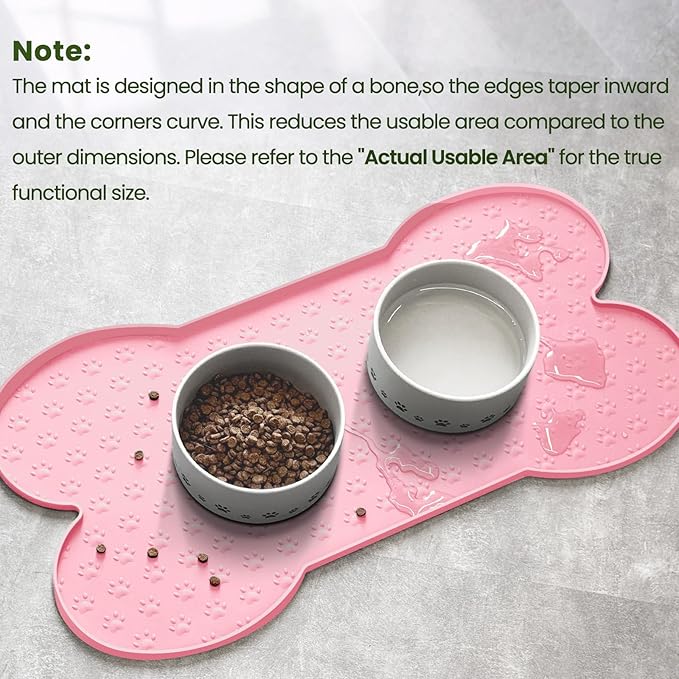 PWTAA Dog Food Mat Anti-Slip Silicone Dog Bowl Mat Thicker Pet Placemat - Image 4