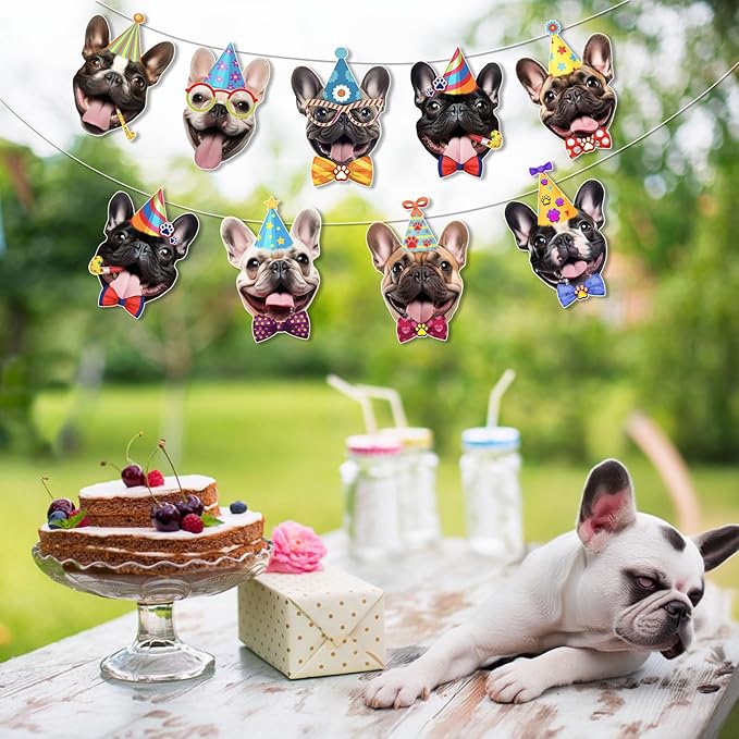 French Bulldog Birthday Garland — Photographic Frenchie Faces Birthday Banner - Image 3