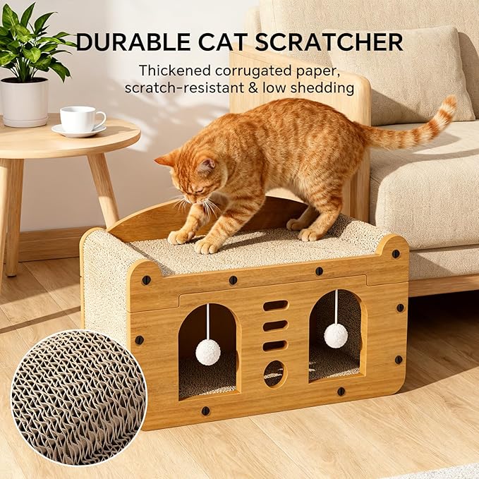 Cat Scratcher House, 2-in-1 Cardboard Cat House - Image 3