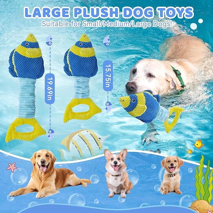 YZHDUXIU Tug of War Dog Toy, Squeaky Dog Toys, Interactive Fish Puppy Toys - Image 2