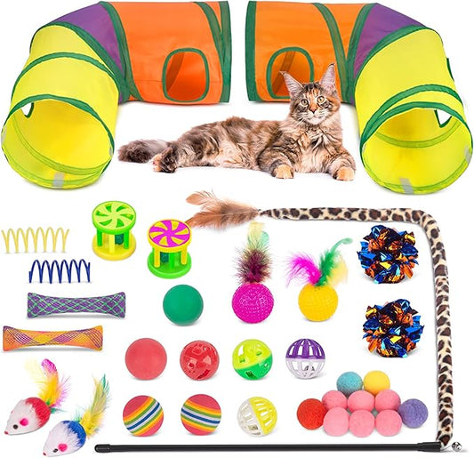 Retro Shaw 33 Pack Cat Tunnel Toy Set by RetroShaw