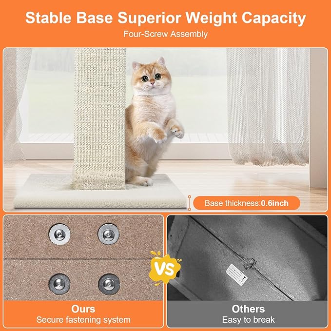 SOCATER Cat Scratching Post 33 Inch Nature Sisal Cat Scratch Post - Image 5
