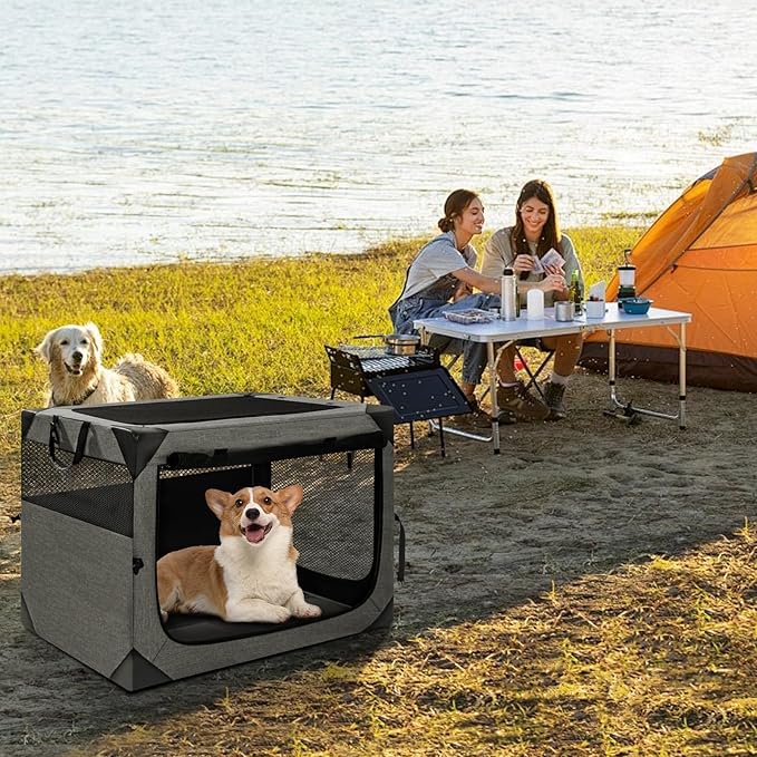 Zikopomi 30 Inch Portable Travel Dog Crate, 3 Door Collapsible Soft Pet Kennel - Image 5