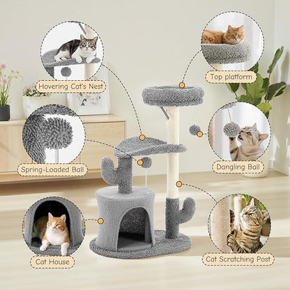 DUMOS 33-inch Cat Tree Tower for Indoor Cats, Small Cat Scratching Post - Image 4