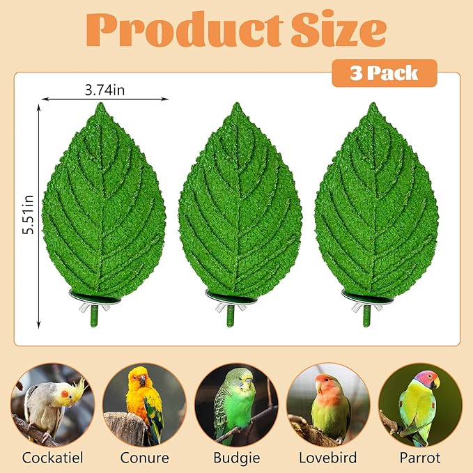 3 Pcs Parrot Perch Resin Bird Beak Grinding Stone Leaf Shape Perch Stand Foot - Image 3
