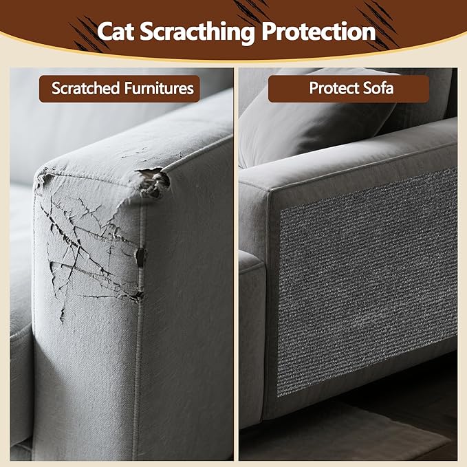 Cat Scratch Furniture Protector, 78.7"x15.8" Self Adhesive Cat Scratch Mat Pad - Image 2
