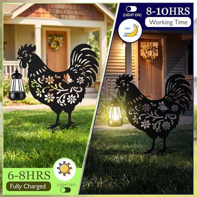 Chicken Metal Outside Decor, Garden Stakes Decorative Gifts - Image 3
