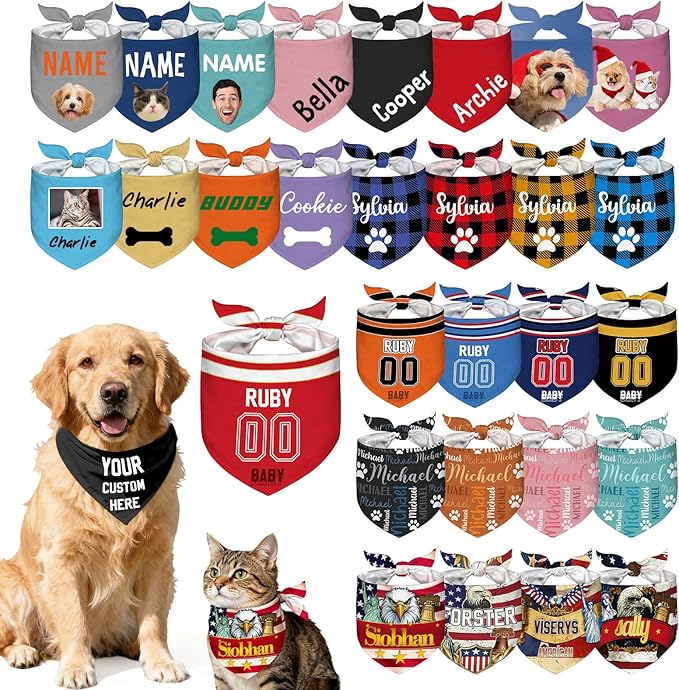 Custom Dog Bandana Personalized Name Logo Photo Text Dog Scarf Customized by Unknown