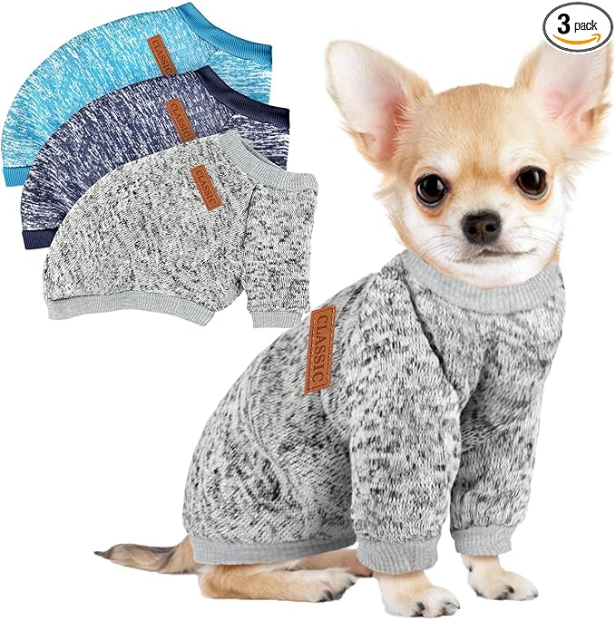3 Pack Dog Sweaters for Small Dogs Girl Boy Winter Fleece Clothes Warm Soft Dog by BAOBICUTE