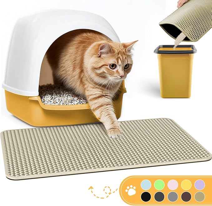 Cat Litter Mat - 30'' x 24'' Large Litter Trapping Mat, Waterproof, Urine-Proof by Powools