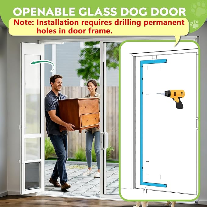 3 Flap Large Dog Door for Sliding Glass Door, Openable Pet Door for Sliding - Image 3