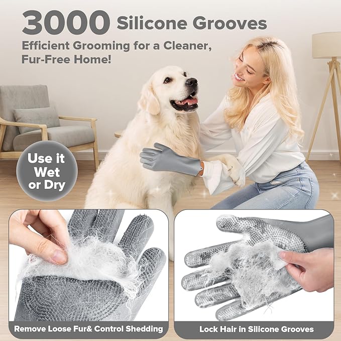 Augwind 6PCS Pet Grooming Kit for Dogs, Cats and Horses | Dog Washing Gloves | - Image 3